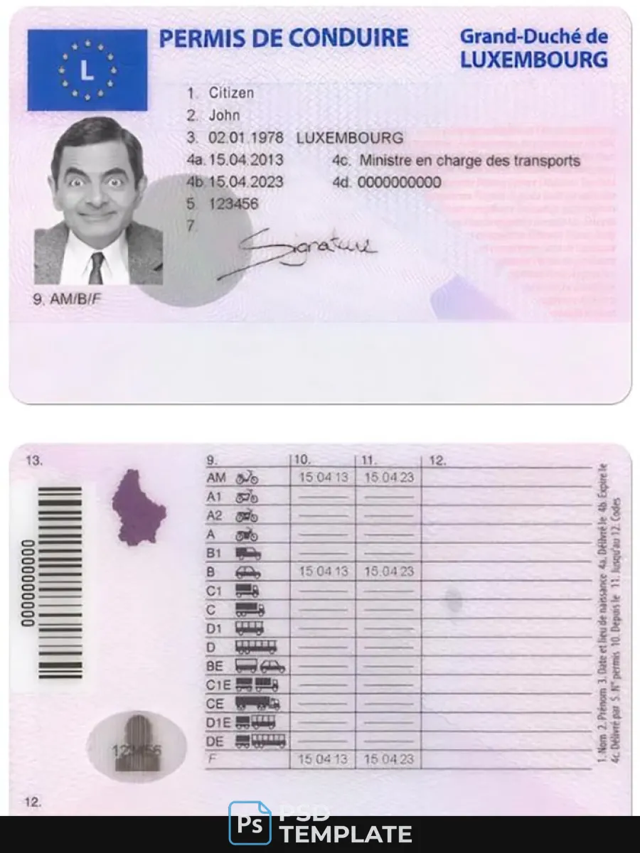 Luxembourg Driving License — Driver License