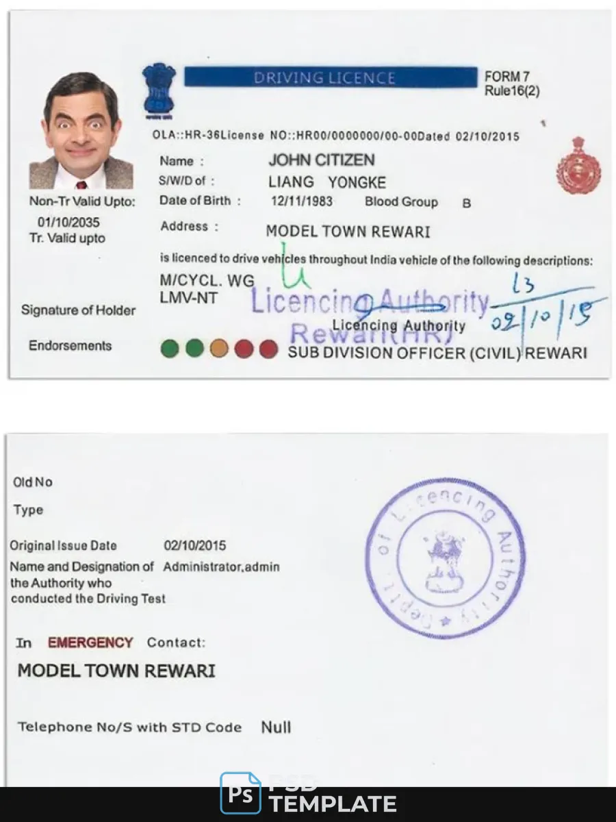 India Driving License Version 5 — Driver License