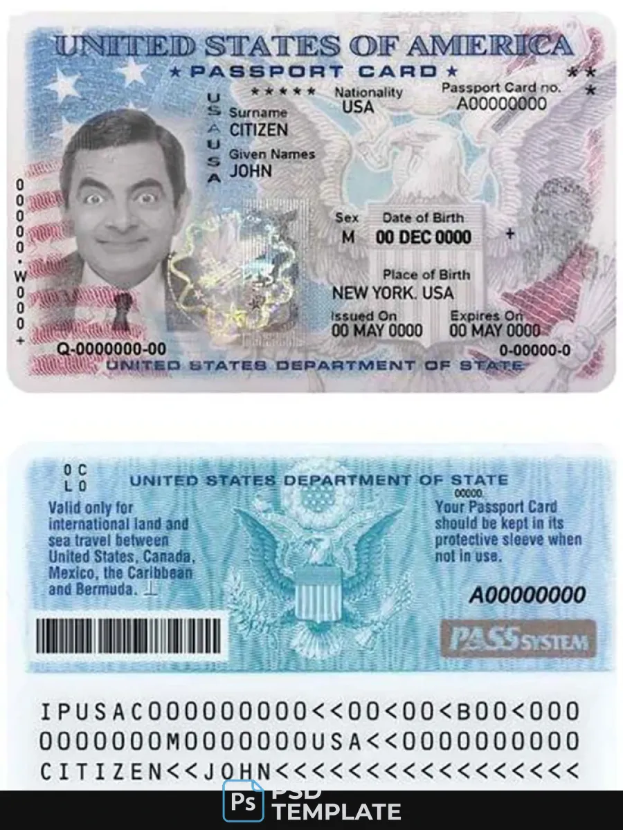 Usa Passport Id Card Psd Template Fully Editable Version 2 1 — ID Cards