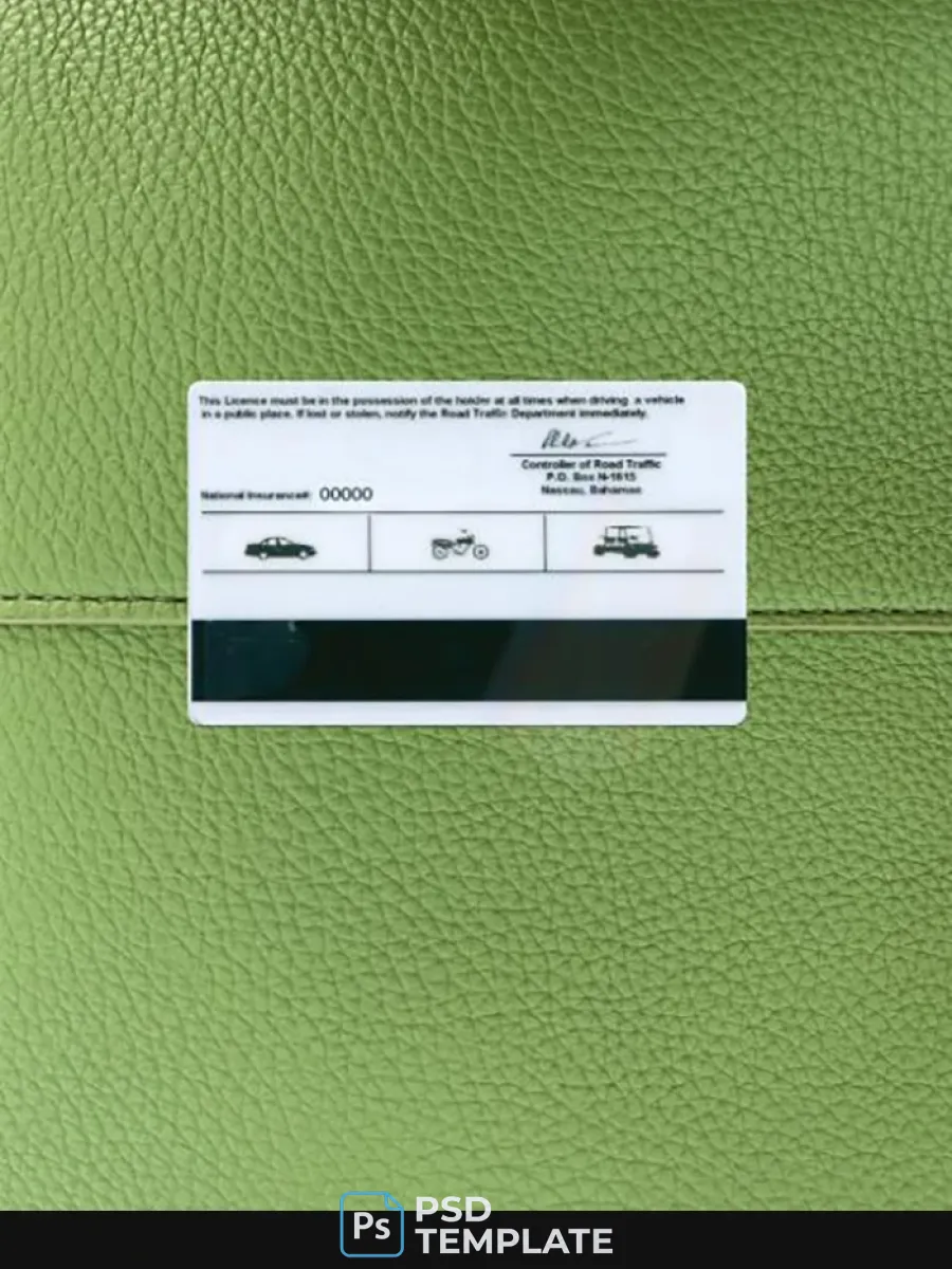 Bahamas Driving License Photolook Back — Driver License