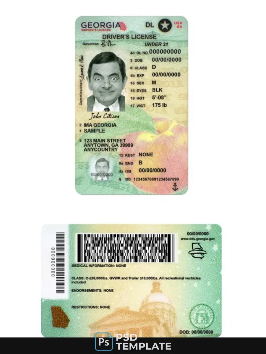 Usa Georgia Driving License Under 21 — Driver License