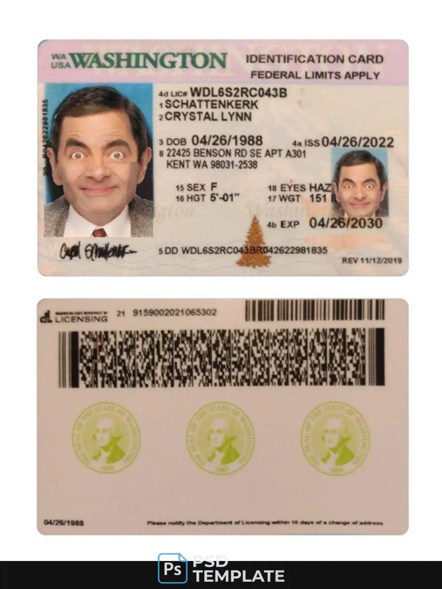 Usa Washington Id Card 2022 Present — ID Cards