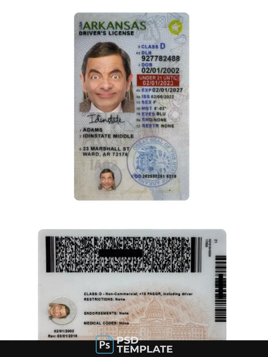 Usa Arkansas Under 21 Driving License — Driver License
