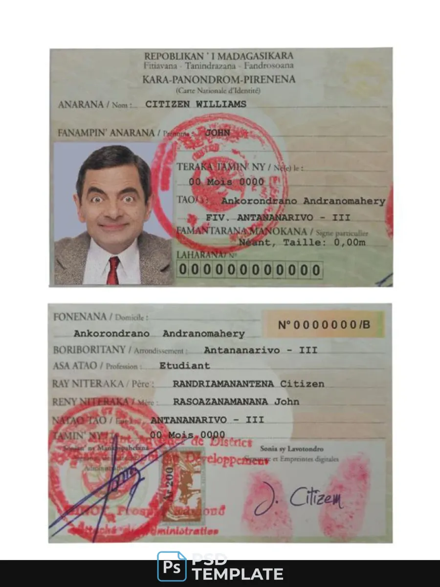 Madagascar Id Card — ID Cards