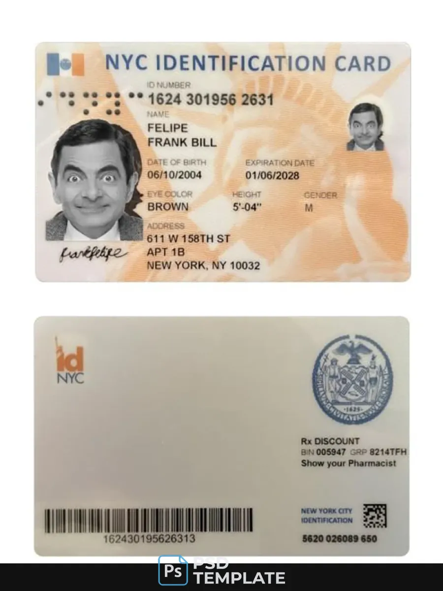 Usa New York Identification Card — ID Cards