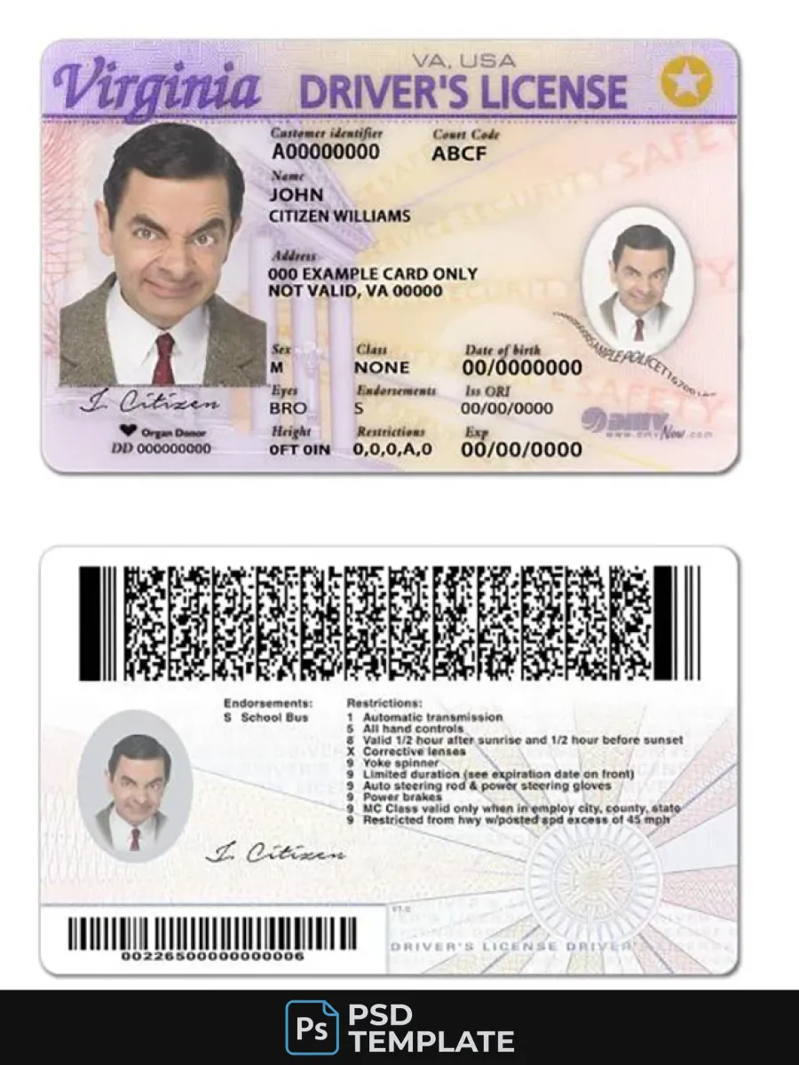 Usa Virginia Driving License — Driver License