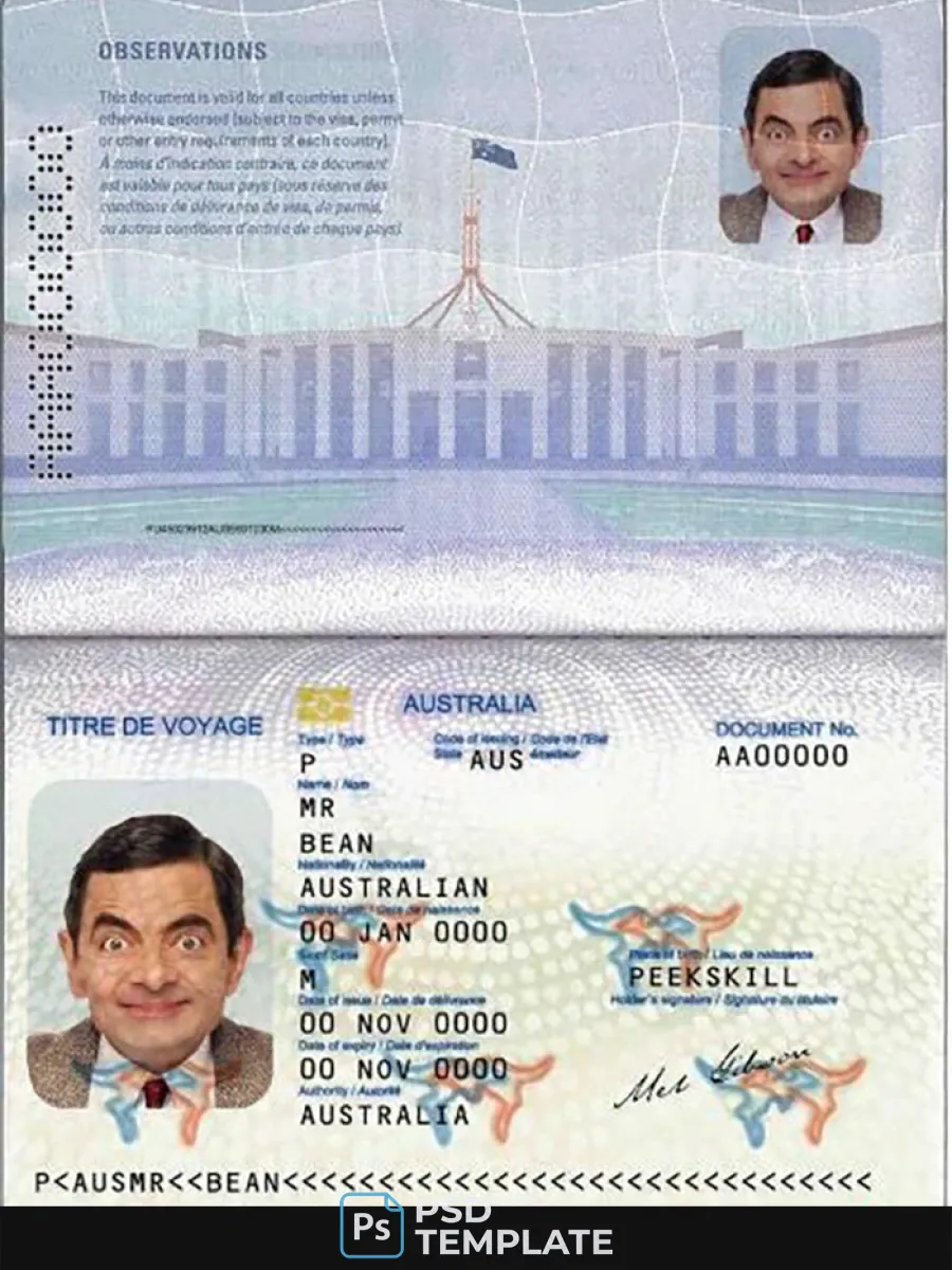 Australian Passport Convention Travel Document — Passports