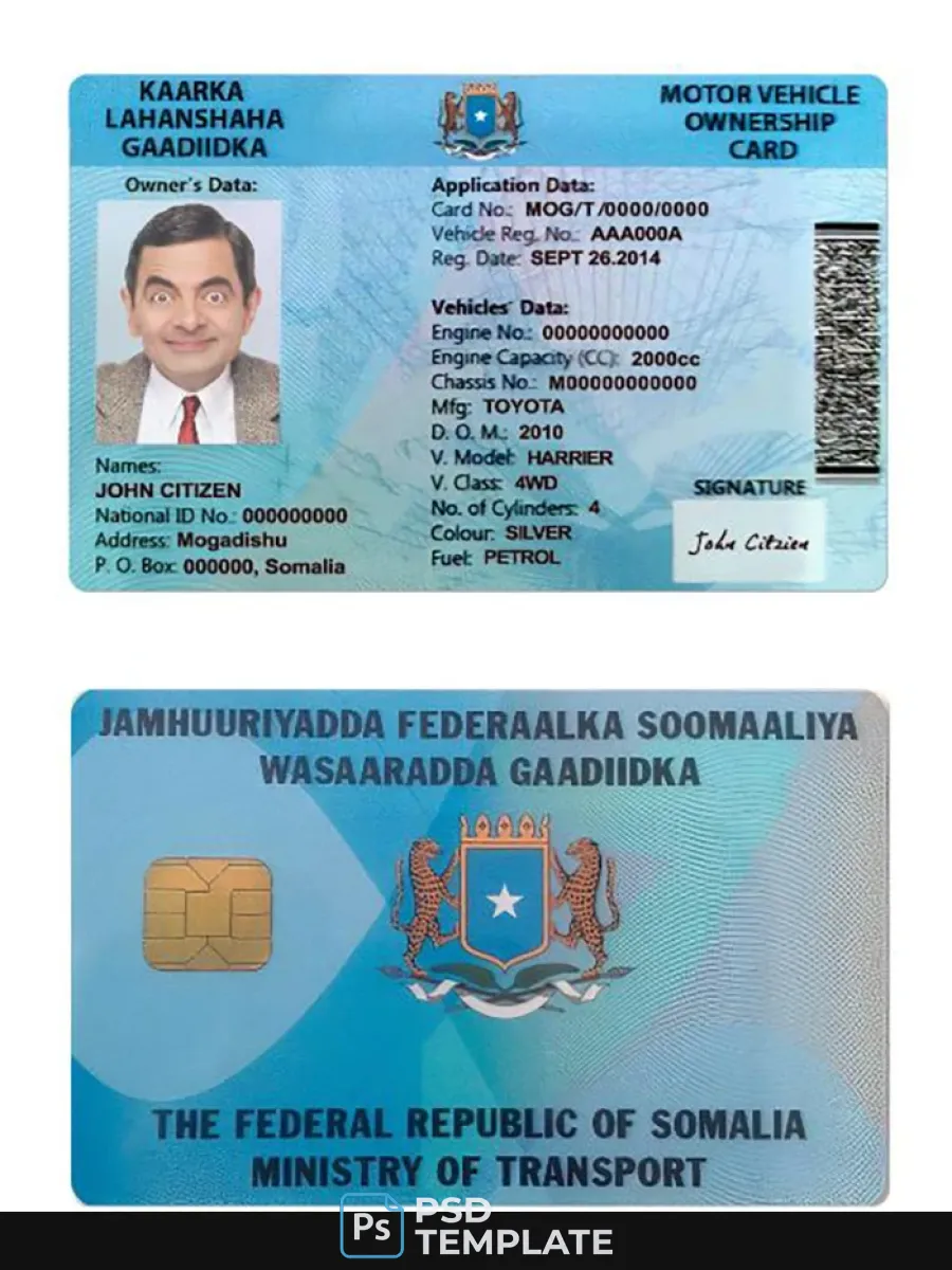 Somalia Driving License — Driver License