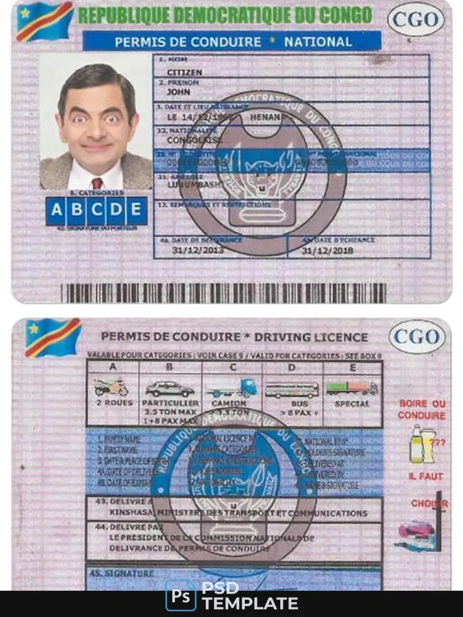 Congo Driving License Version 2 — Driver License