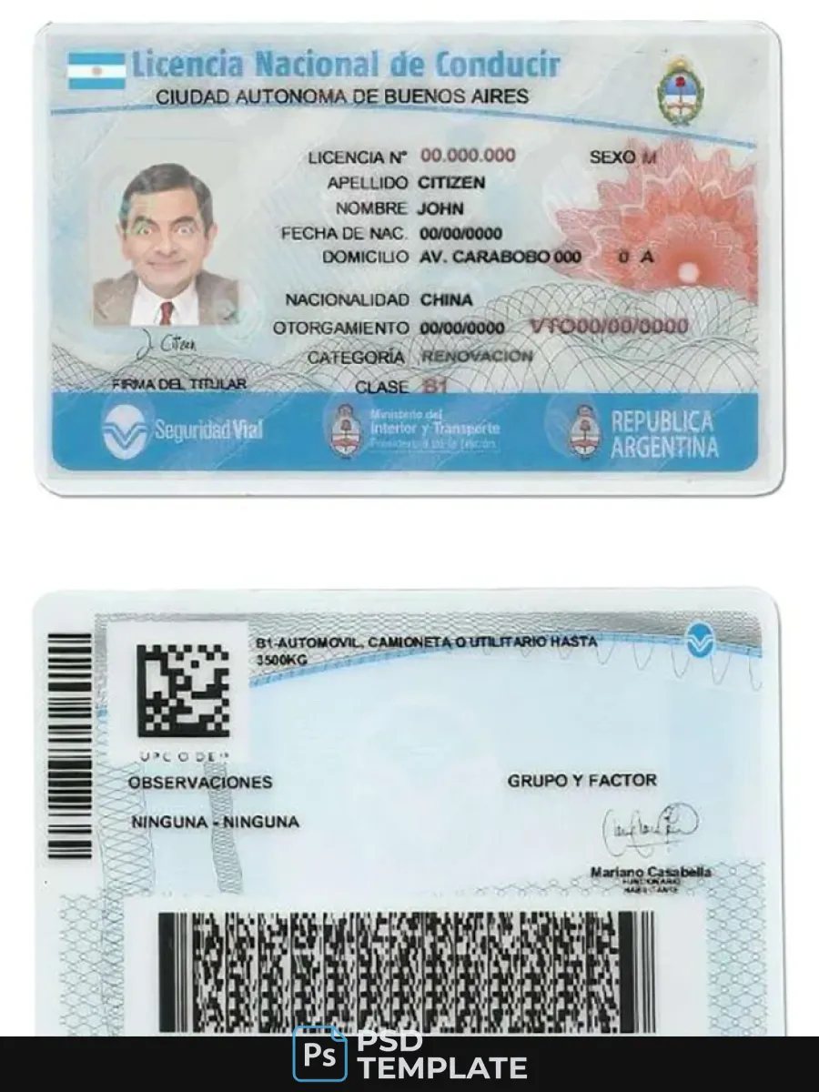 Argentina Buenos Aires Driving License — Driver License