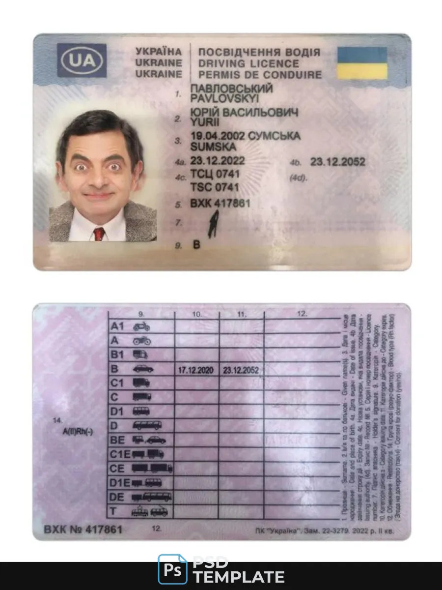 Ukraine Driving License 2022 Present — Driver License