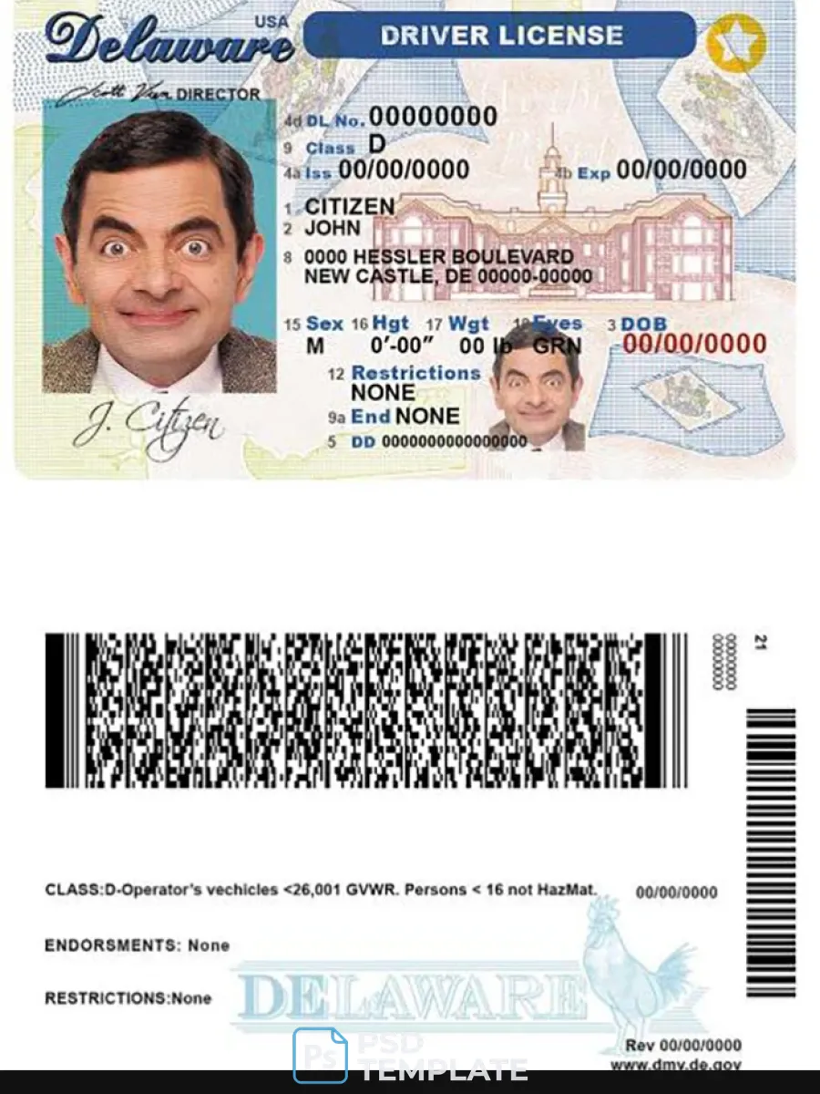 Usa Delaware Driver License — Driver License
