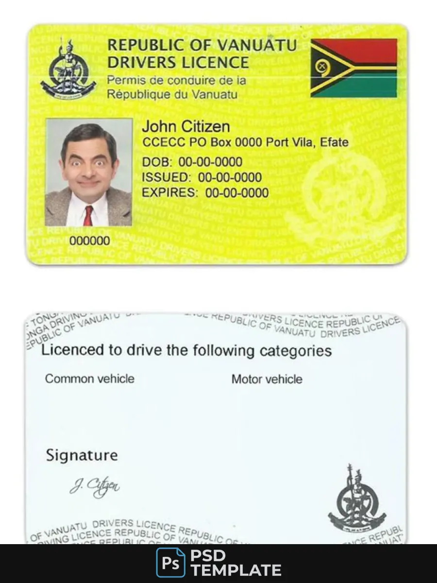Vanuatu Driving License — Driver License
