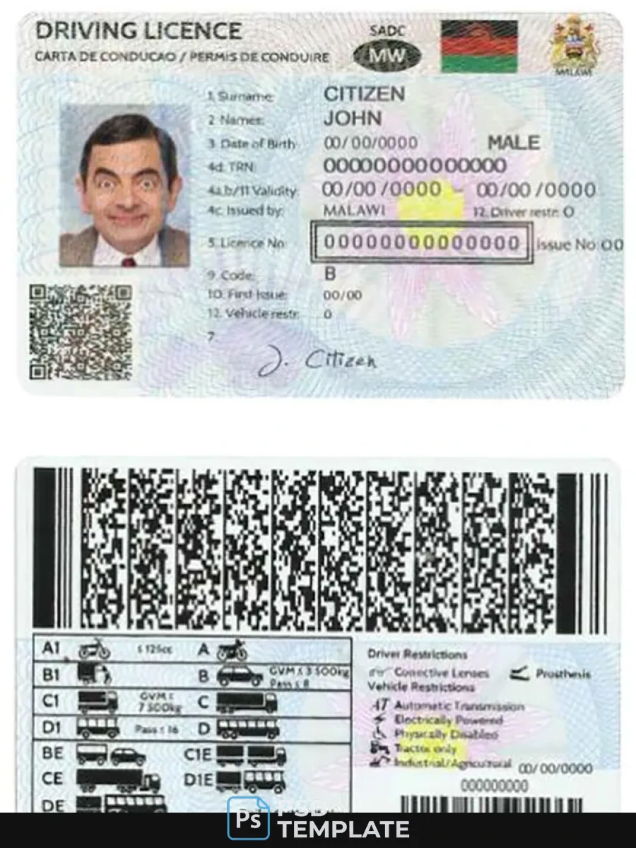 Malawi Driving License — Driver License