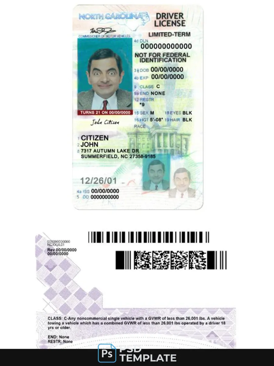 Usa North Carolina Driving License Under 21 — Driver License