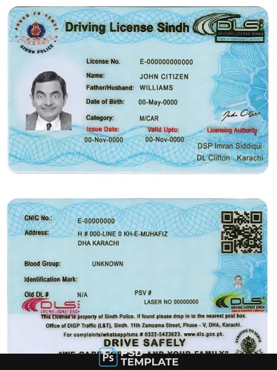 Pakistan Sindh Province Driving License 2016 Present — Driver License