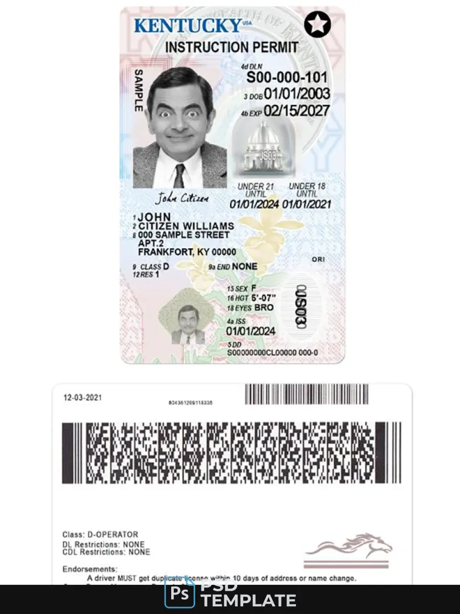 Usa Kentucky Driving License Under 21 — Driver License