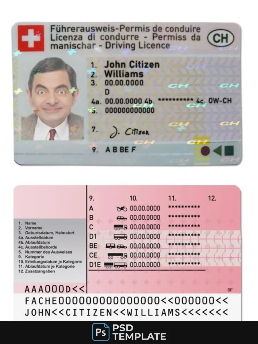 Switzerland Driving License — Driver License