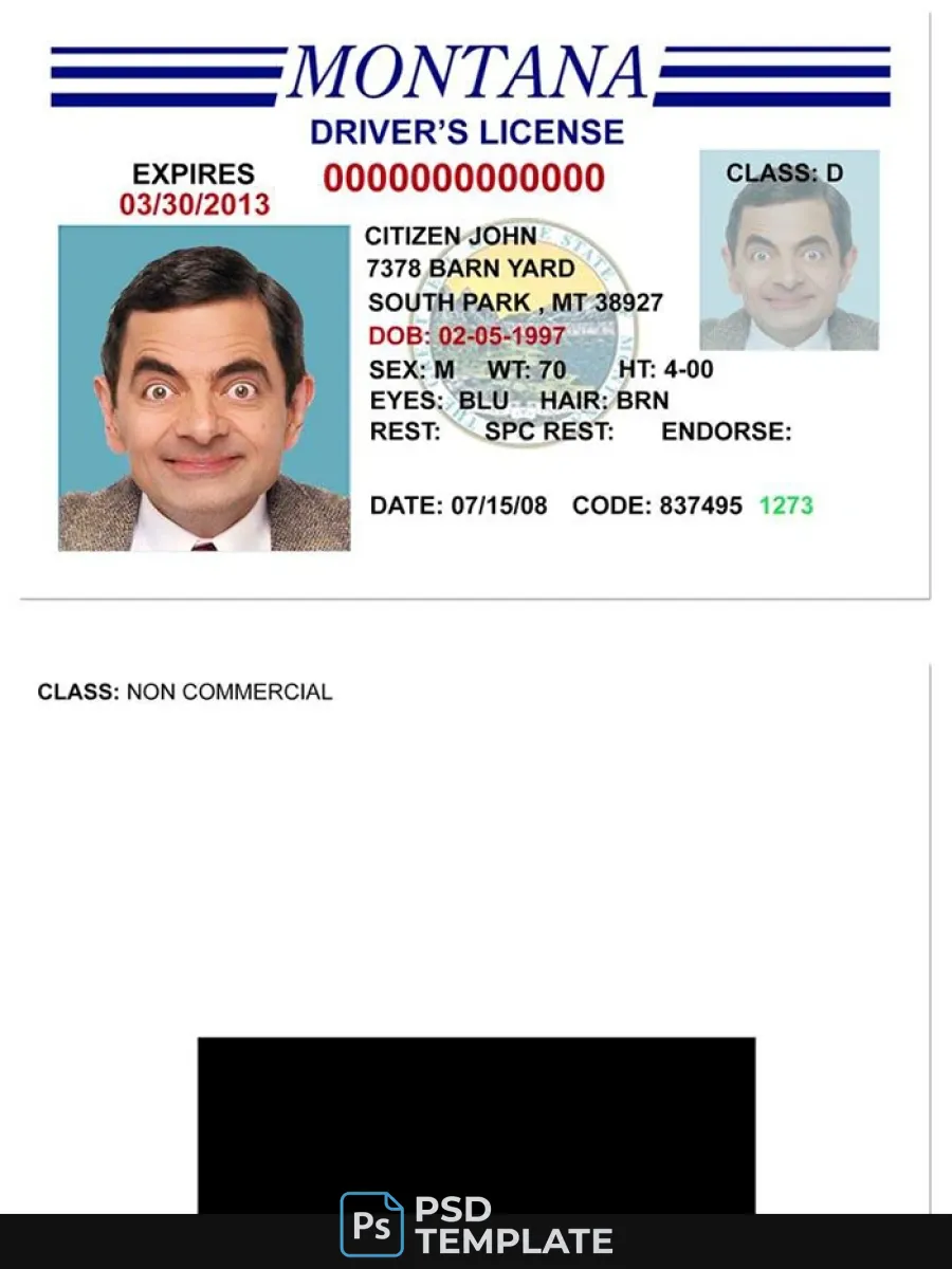 Usa Montana Driving License Version 3 — Driver License