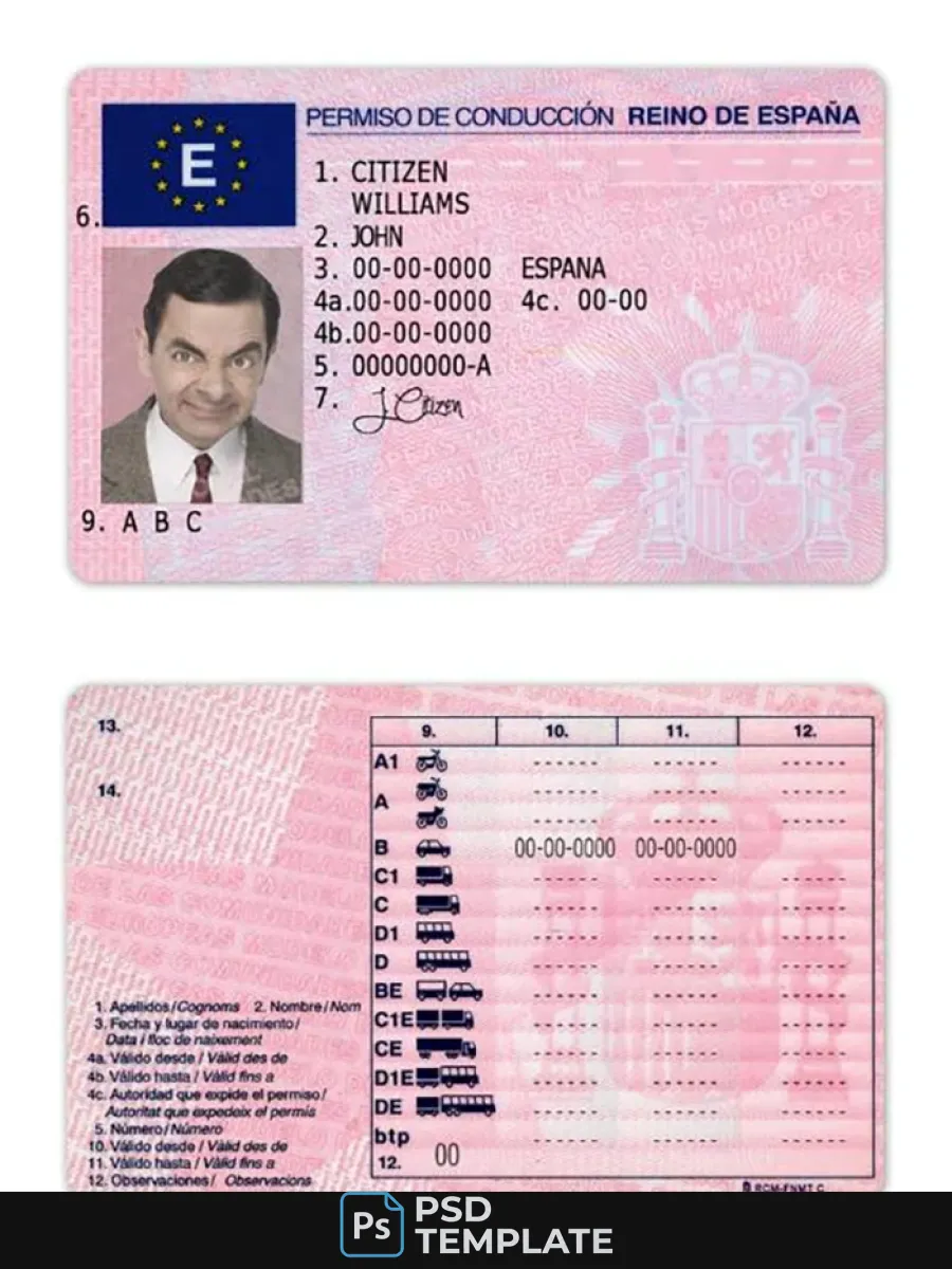 Spain Driving License — Driver License