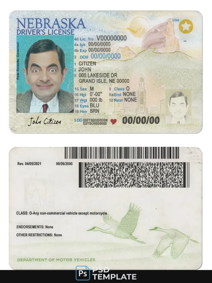 Usa Nebraska New Driving License — Driver License