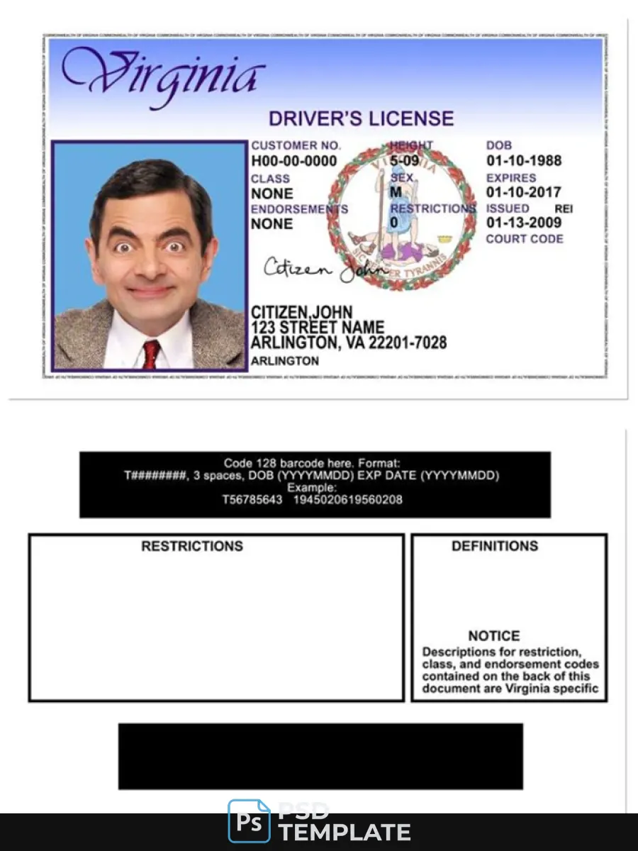 Usa Virgina Dl Version 2 — Driver License