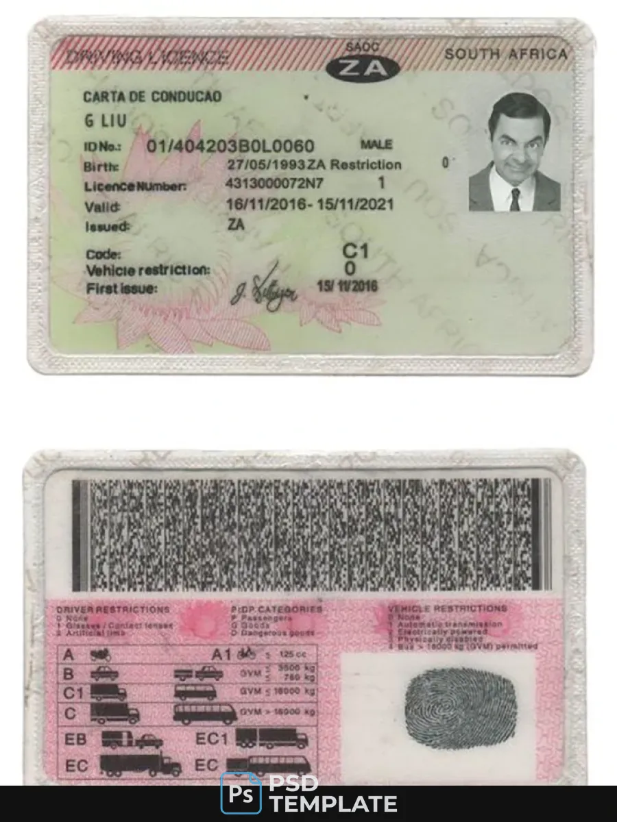 South Africa Driving License — Driver License