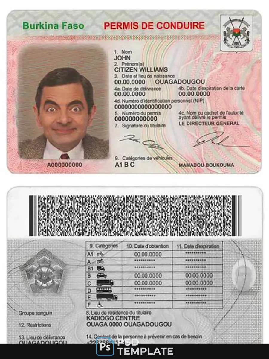 Burkina Faso Driving License — Driver License