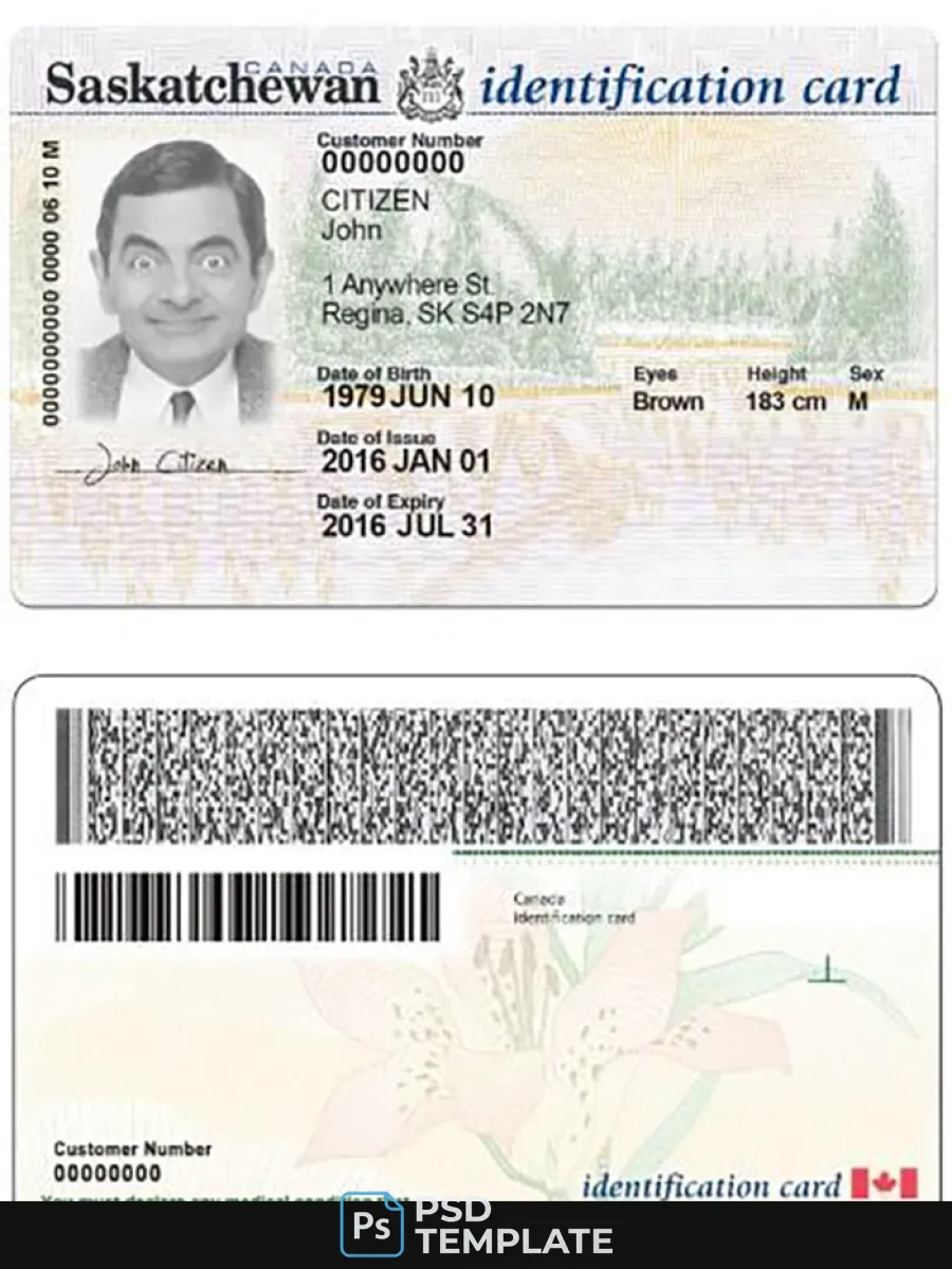 Canada Saskatchewan Id — ID Cards