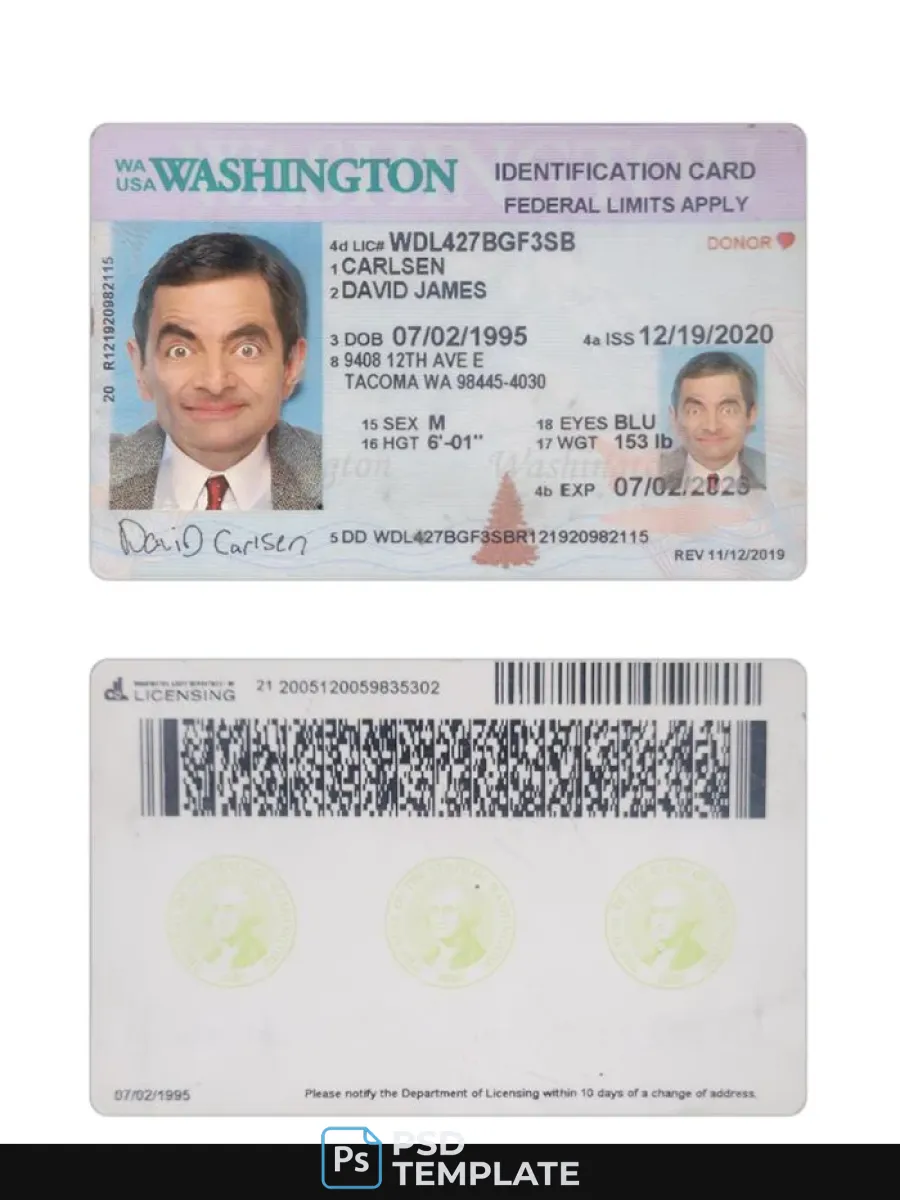 Usa Washington Id Card 2020 Present — ID Cards
