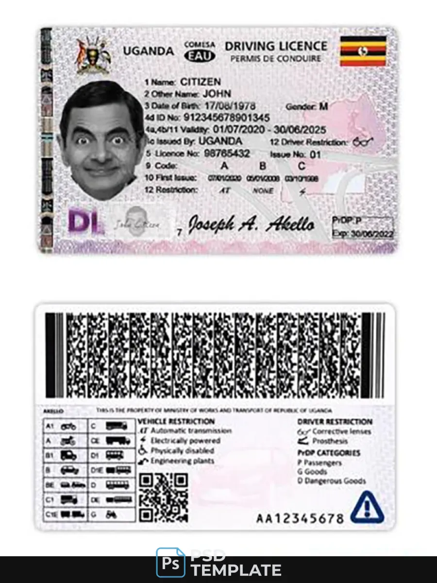Uganda Driving License 2020 Present — Driver License