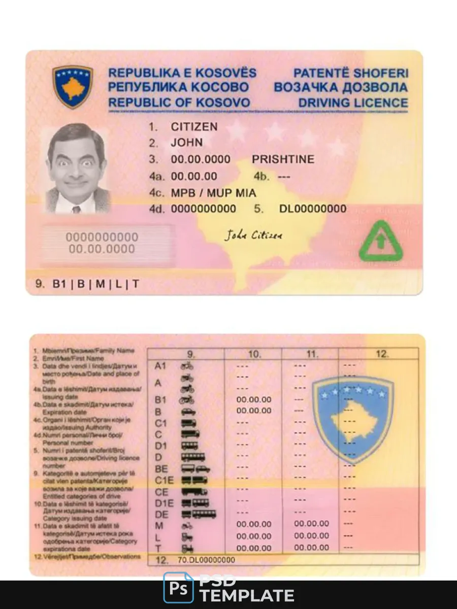 Kosovo Driving License — Driver License