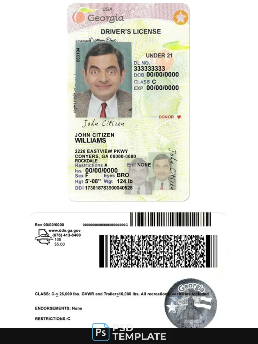 Usa Georgia Driving License Under 21 2017 2019 — Driver License