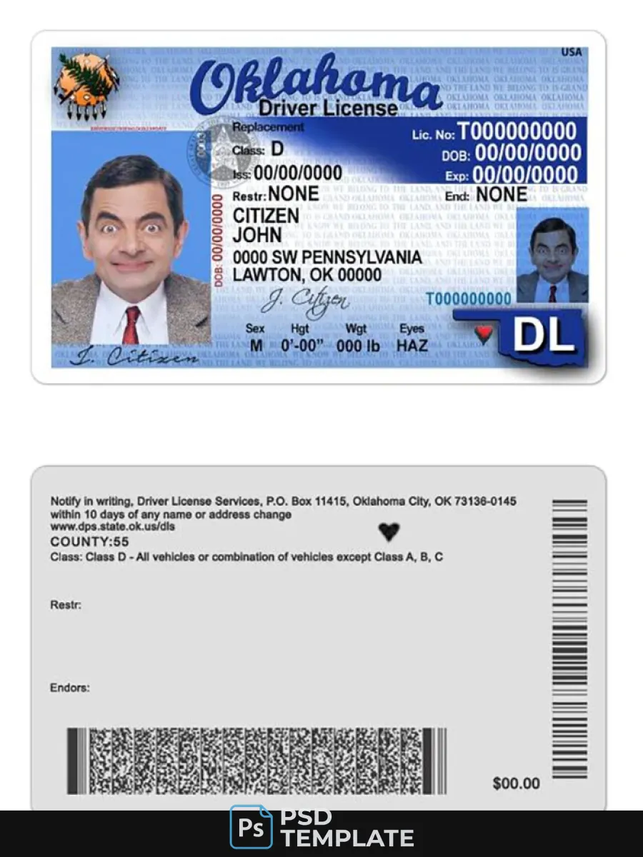 Usa Oklahoma Driving License — Driver License