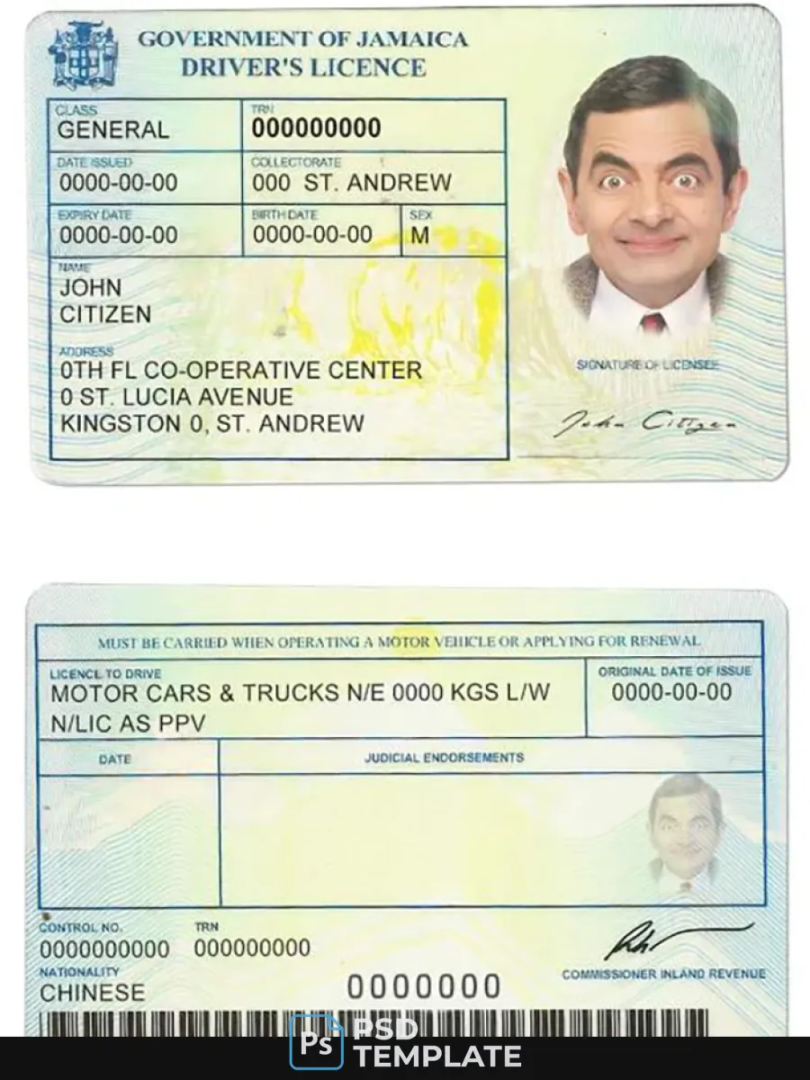 Jamaica Driving License — Driver License