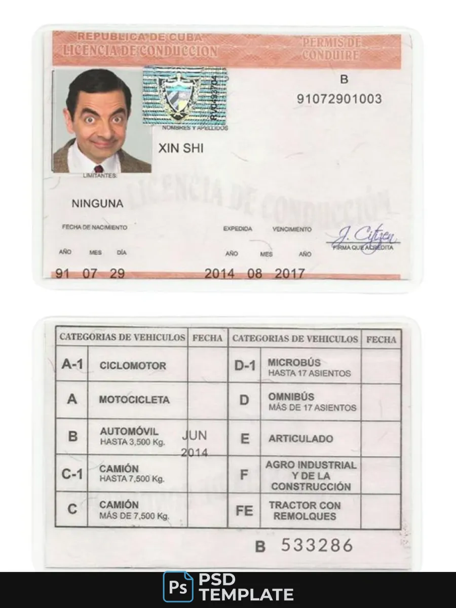 Cuba Driving License — Driver License