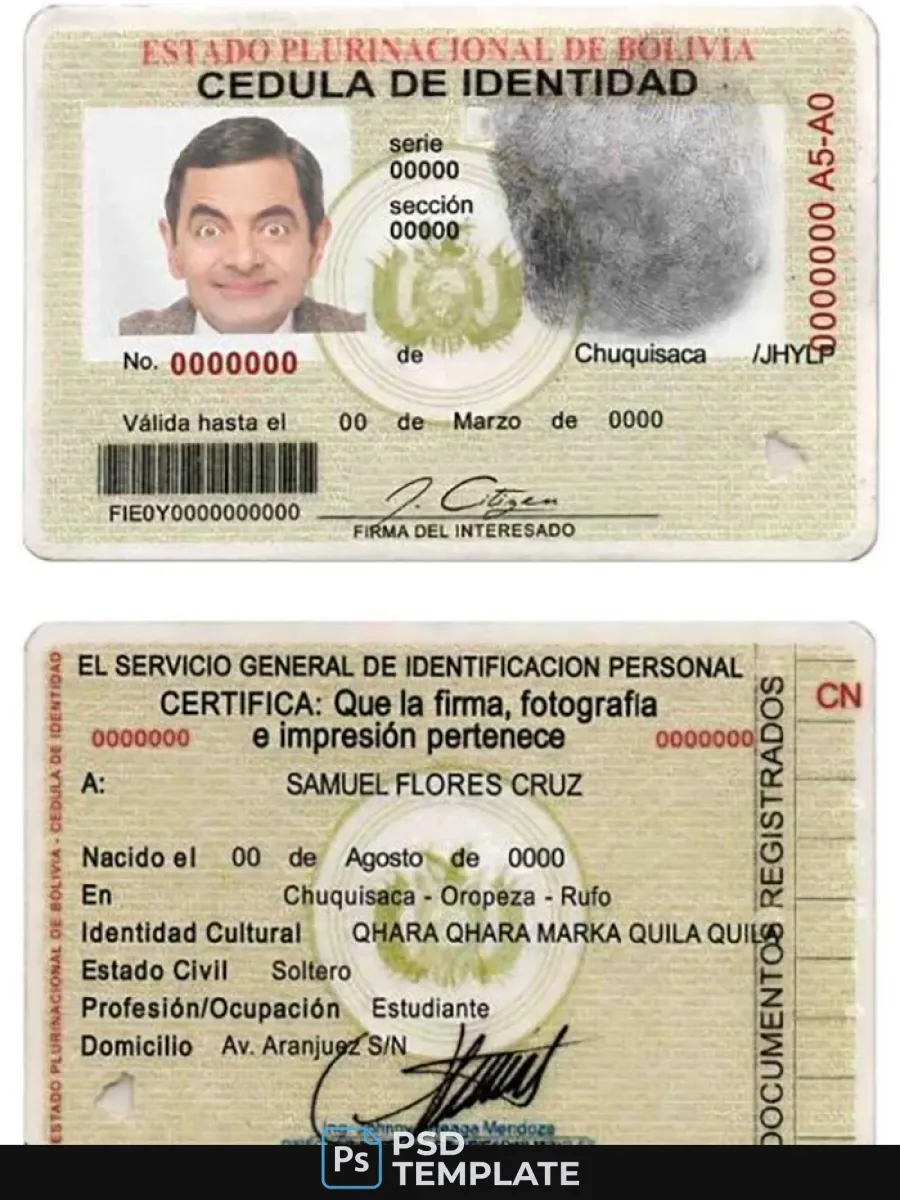 Bolivia Id 1 — ID Cards