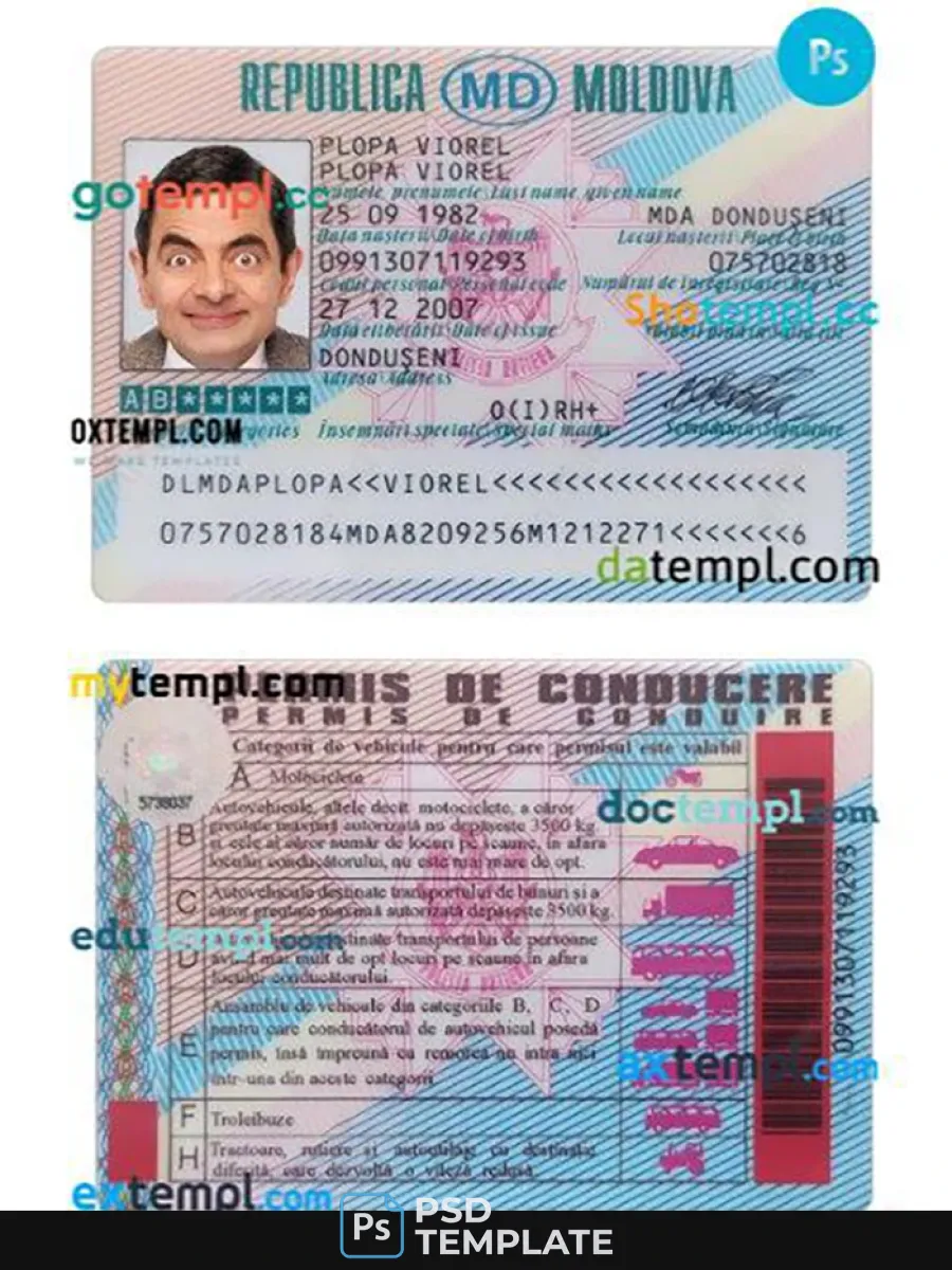 Moldova Driving License — Driver License