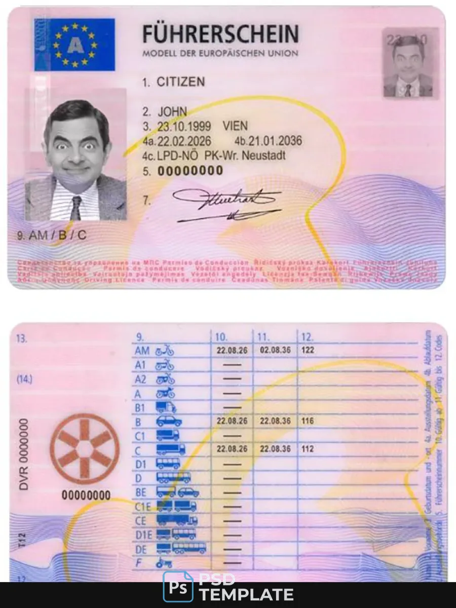 Austria Driving License 2013 Present — Driver License
