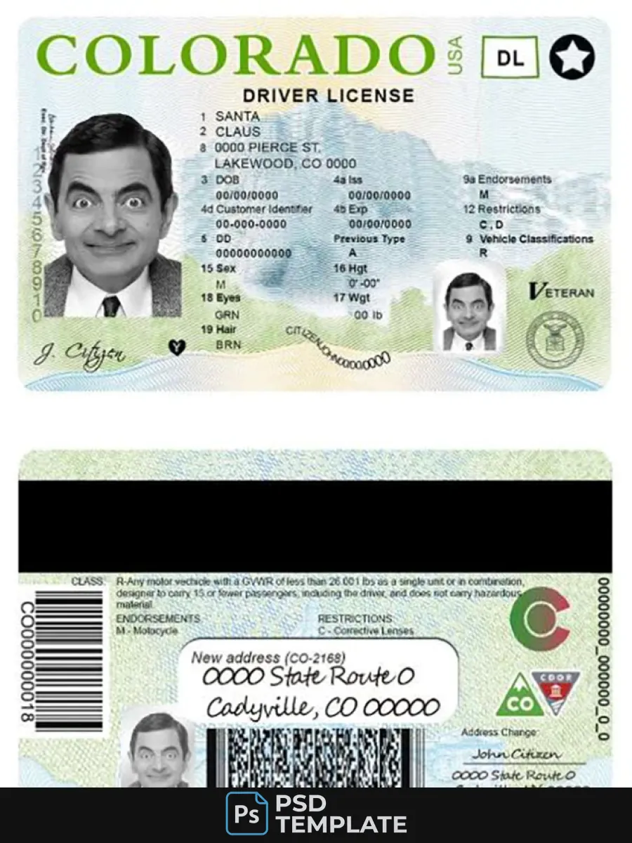 Usa Colorado Driving License — Driver License