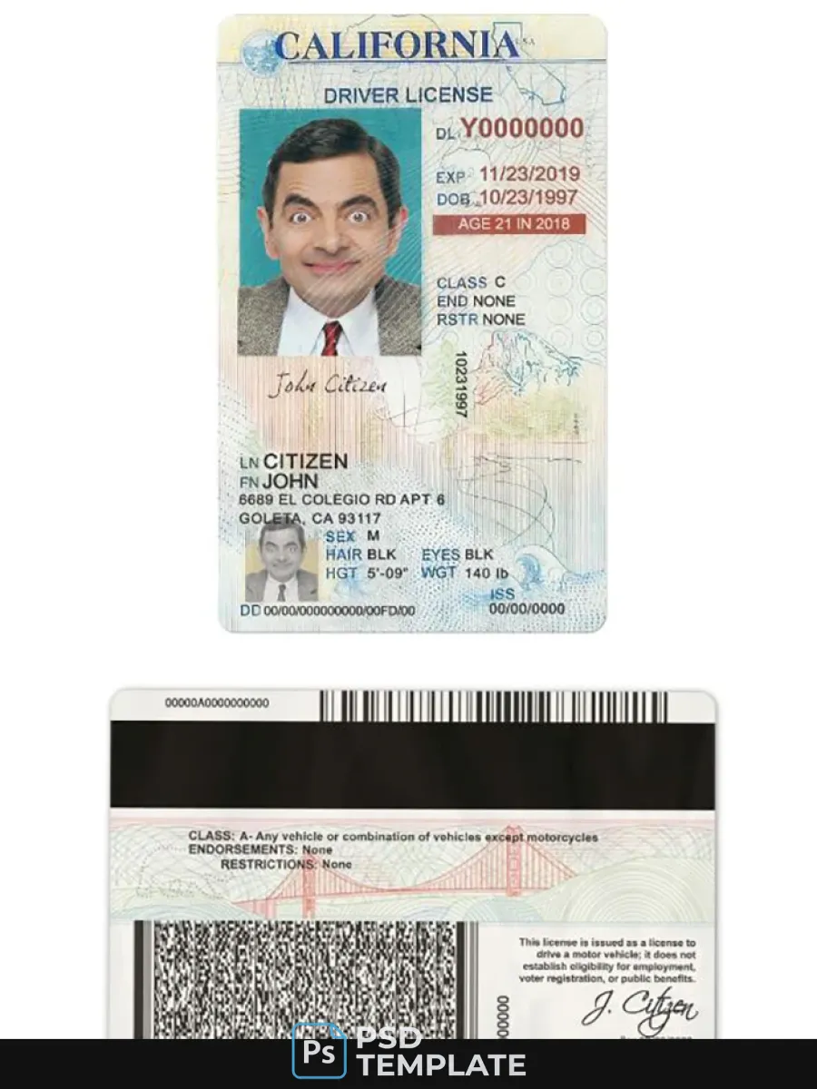 Usa California Driving License Under 21 — Driver License