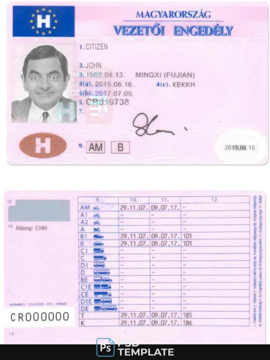 Hungary Dl — Driver License