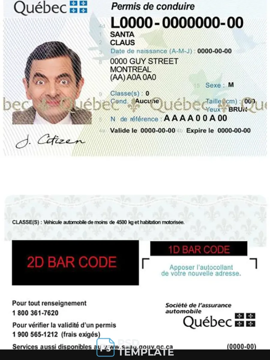 Canada Quebec Driving License — Driver License