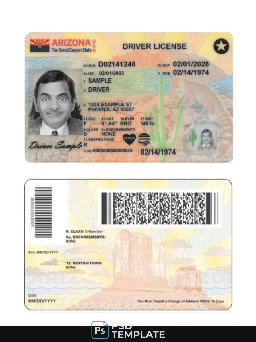 Usa Arizona Driving License 2023 Present — Driver License