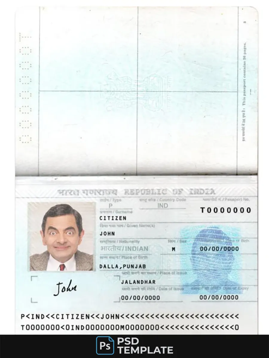 India Passport New Version 2 Pages 1 — Passports