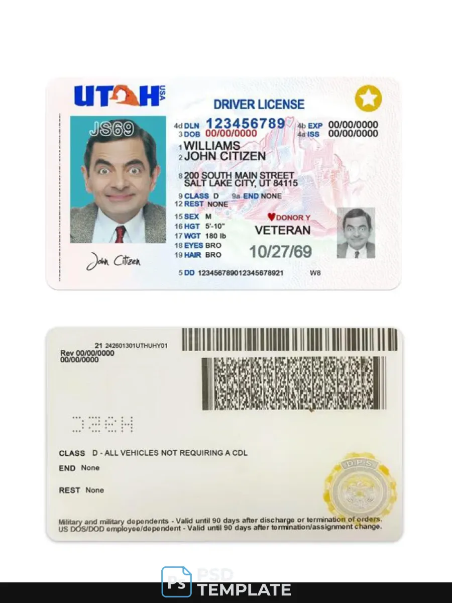 Usa Utah Driving License 2021 Present1 — Driver License