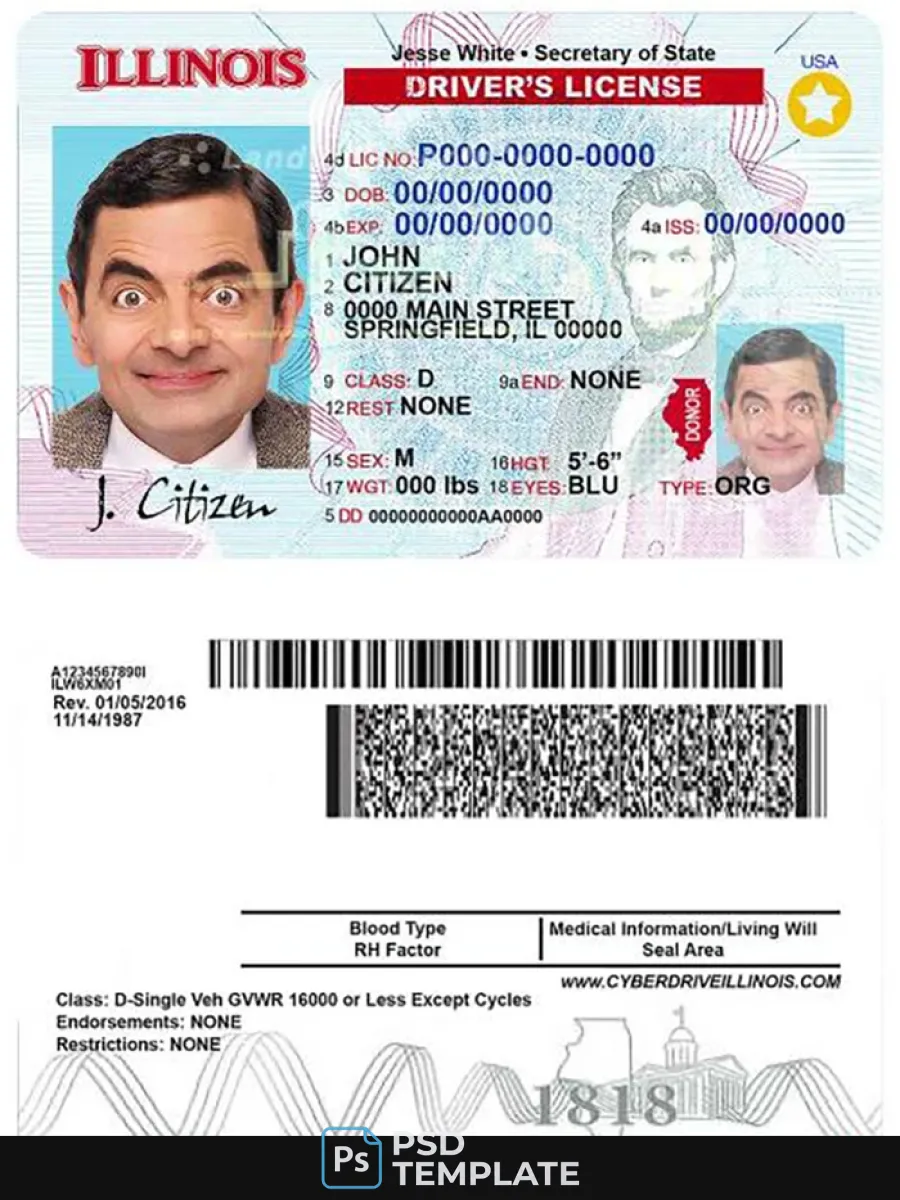 Usa Illinois Driving License