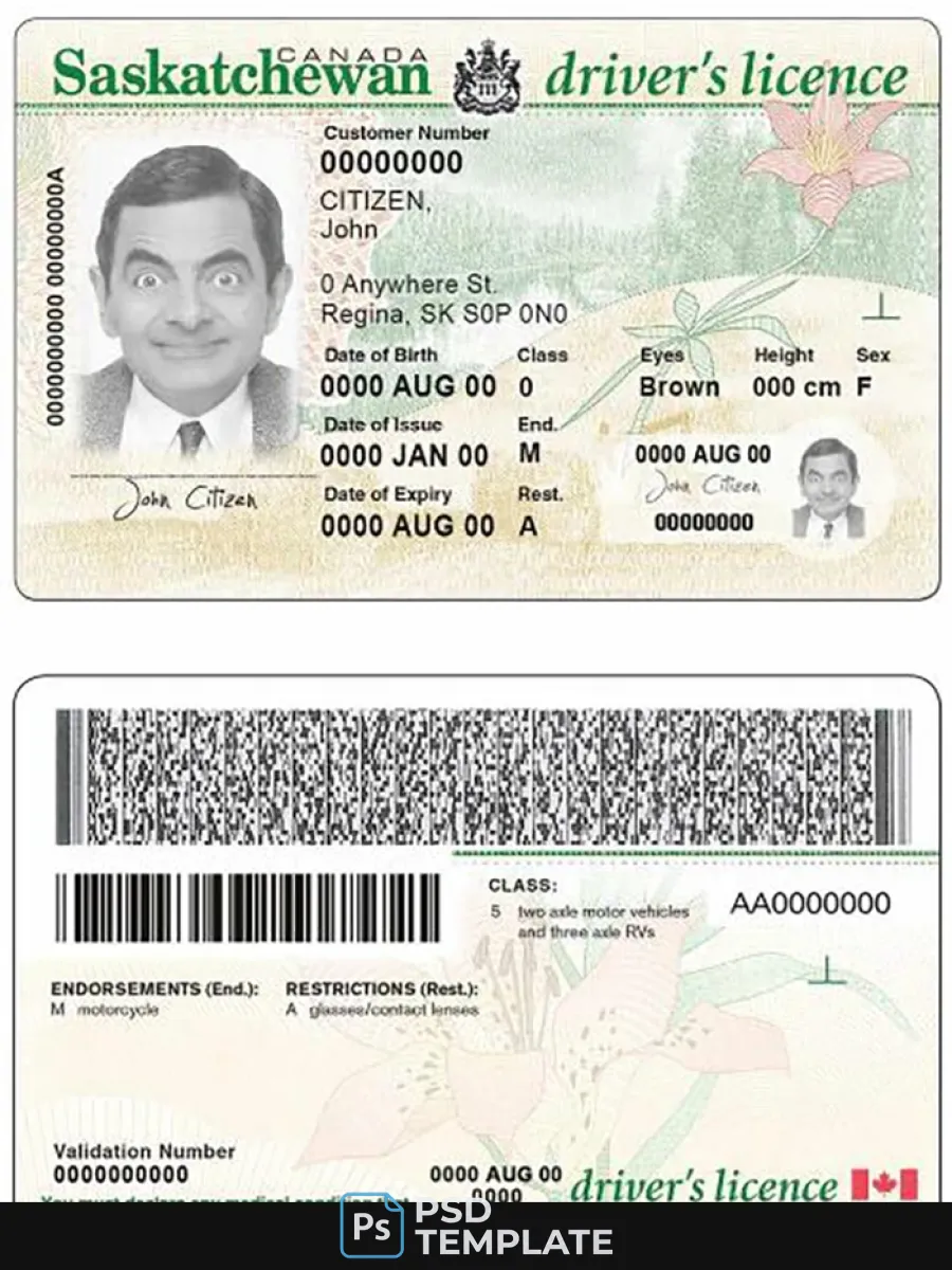Canada Province Saskatchewan Driving License — Driver License
