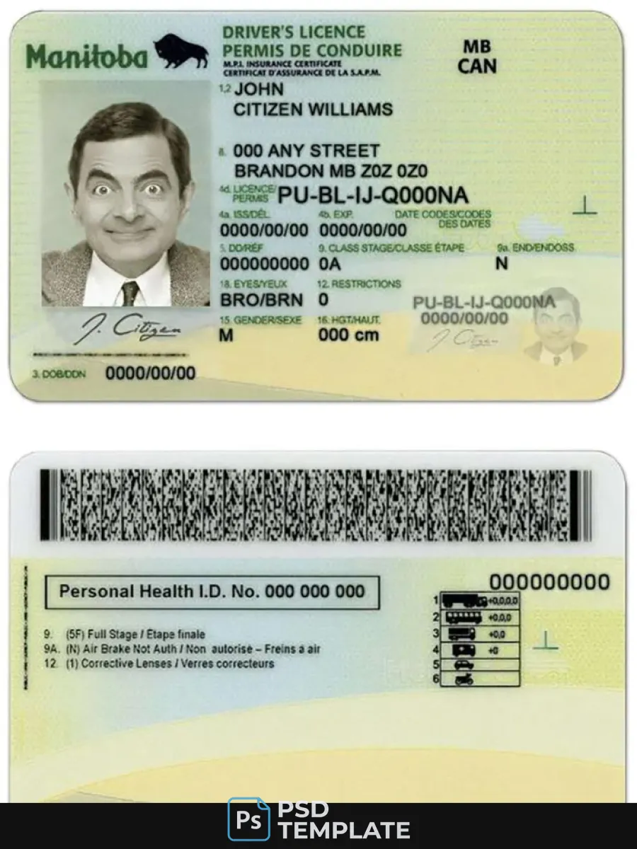 Canada Manitoba Province Driving License — Driver License
