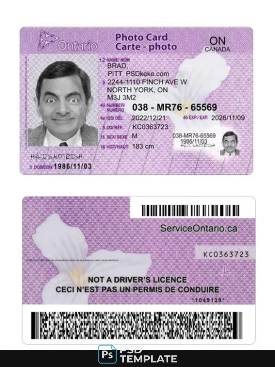 Canada Ontario Photo Card — ID Cards